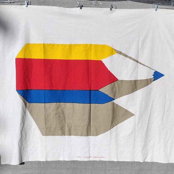 Vintage Other - Vintage XL 1974 Screen Print Pencil Fabric Wall Art